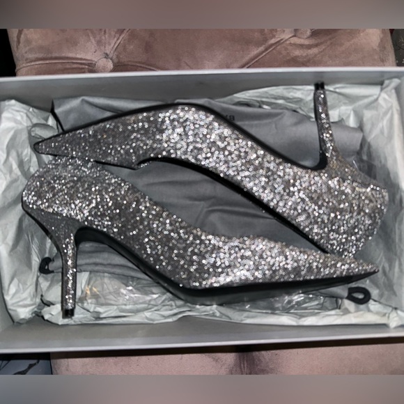 NWT! 💎BALENCIAGA💎 Square Knife Metallic Pointed Toe Pumps with Box - Picture 1 of 7